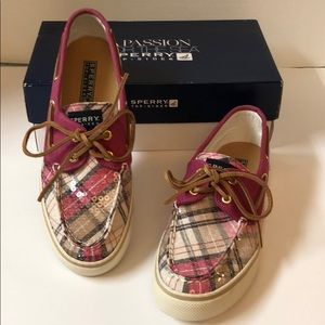 Sperry Top-Sider Bahama Pink Plaid. Size 6. NIB!